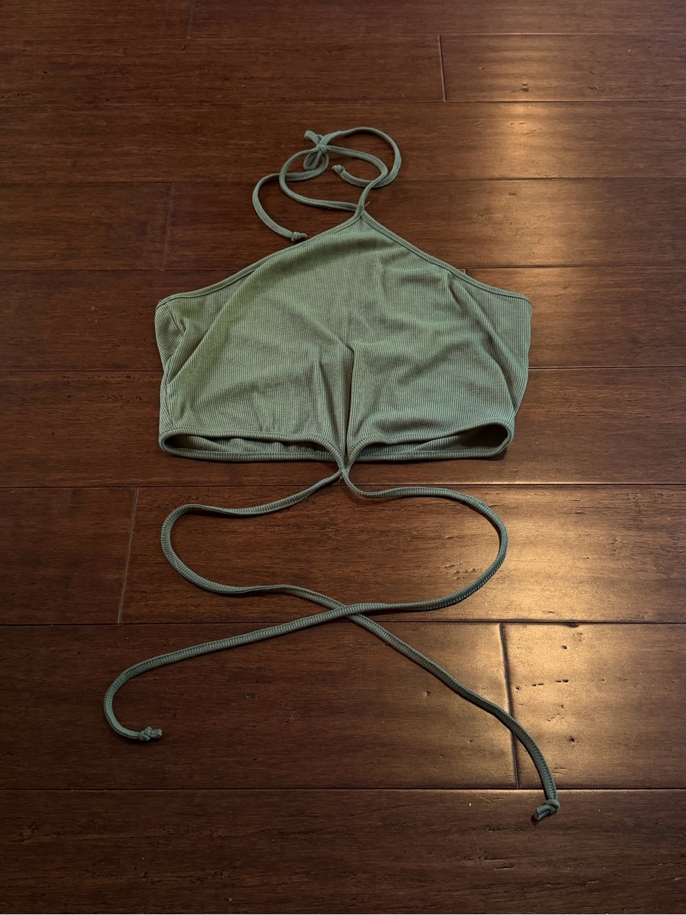 Women’s Halter Tie-Back Crop Top - Sage Green